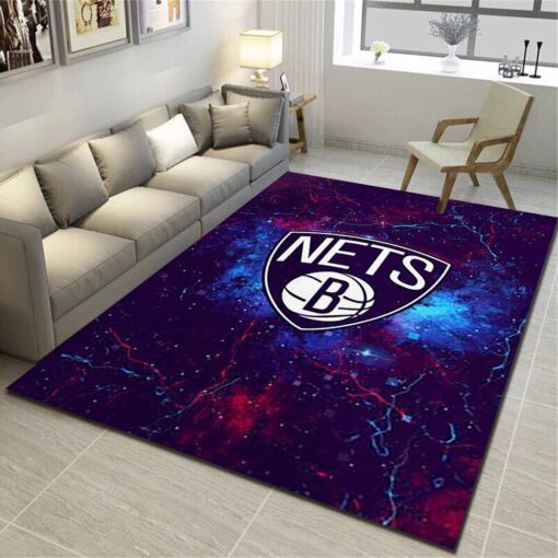 Brooklyn Nets Logo Area Rug - Basketball Team Living Room Bedroom Carpet? Custom Size And Printing