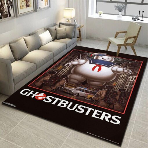Ghostbusters 1984 Stay Puft Marshmallow Man Area Rug - Living Room Carpet - Custom Size And Printing