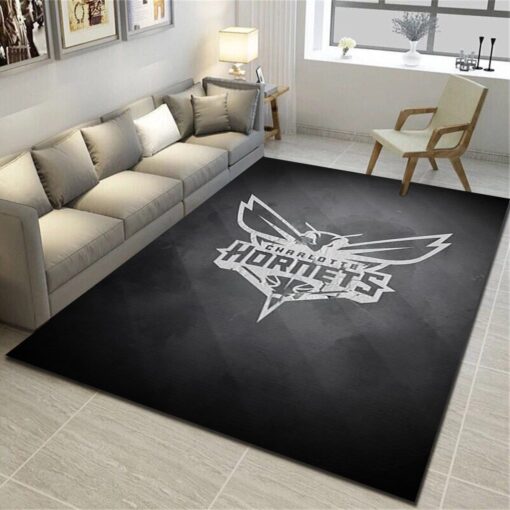 Charlotte Hornets Logo Area Rug - Basketball Team Living Room Carpet - Custom Size And Printing