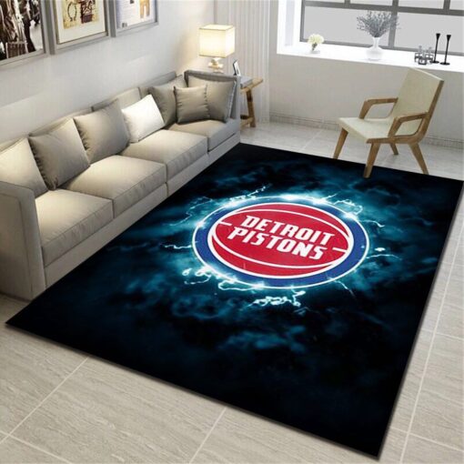 Detroit Pistons Rug - Basketball Team Living Room Carpet, Sports Floor Mat Home Decor - Custom Size And Printing