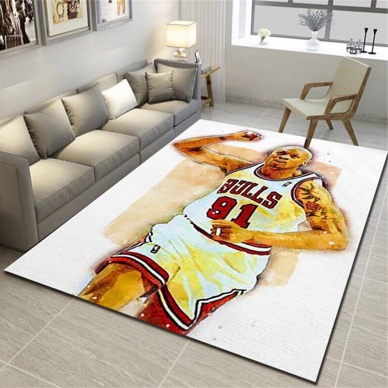 Chicago Bulls Logo Area Rug – Basketball Team Living Room Bedroom Carpet – Custom Size And Printing