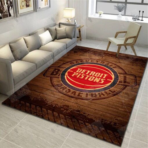 Detroit Pistons Rug - Basketball Team Living Room Carpet, Sports Floor Decor - Custom Size And Printing