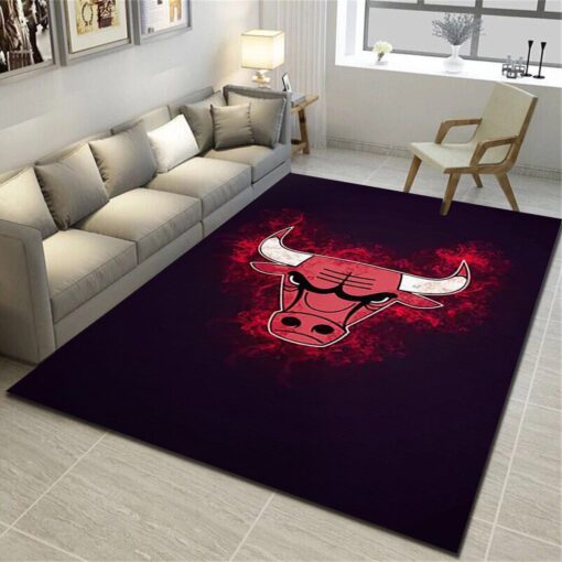 Chicago Bulls Area Rug - Basketball Team Living Room Bedroom Carpet - Custom Size And Printing