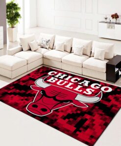 Chicago Bulls Team Logo With Basketball Ball Gifts Nba Rug - Custom Size  And Printing