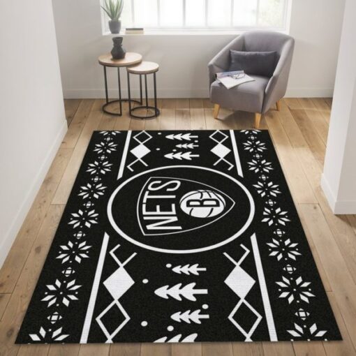 Brooklyn Nets Christmas Nba Living Room Carpet Rug - Custom Size And Printing