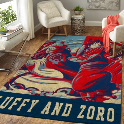 Luffy And Zoro Anime One Piece Art Area Rug - Custom Size And Printing