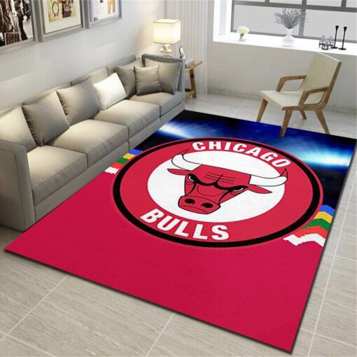 Chicago Bulls Area Rug - Basketball Team Living Room Carpet - Custom Size And Printing