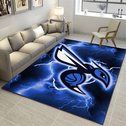 Charlotte Hornets Logo Area Rug - Basketball Team Living Room Carpet - Custom Size And Printing