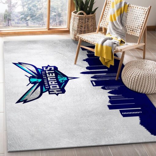 Charlotte Hornets Skyline Area Rug Carpet, Bedroom - Custom Size And Printing
