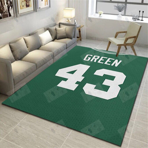 Boston Celtics Area Rug - Basketball Team Living Room Bedroom Carpet - Custom Size And Printing