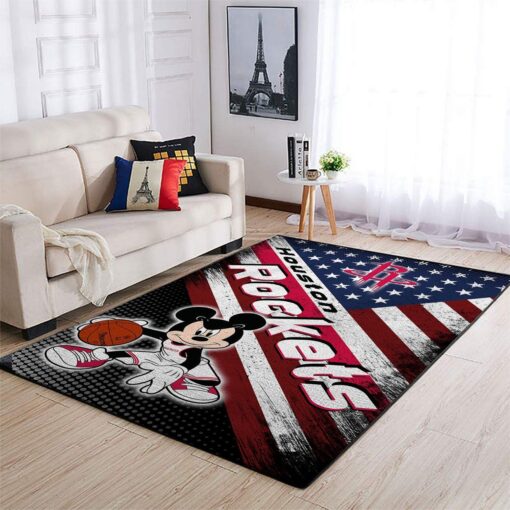 Houston Rockets Living Room Area Rug - Custom Size And Printing