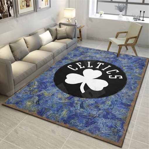 Boston Celtics Area Rug - Basketball Team Living Room Carpet, Sports Floor Mat Home Decor - Custom Size And Printing