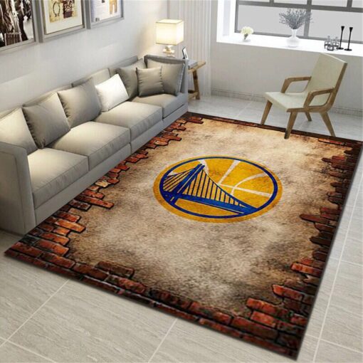 Golden State Warriors Logo Area Rug - Basketball Team Living Room Carpet - Custom Size And Printing