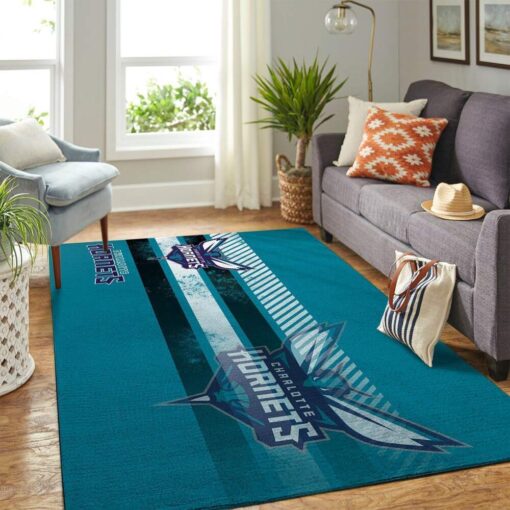 Charlotte Hornets Nba Area Rug - Living Room Carpet Team Logo Sports Rug - Custom Size And Printing