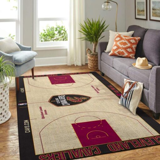 Cleveland Cavaliers Court Area Rug Nba Basketball Team Logo Carpet Living Room Rug - Custom Size And Printing