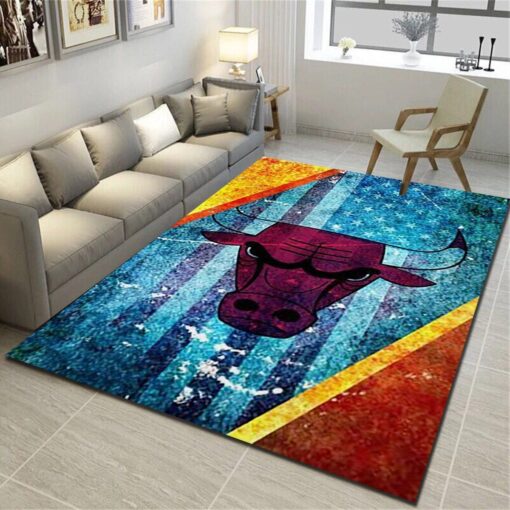 Chicago Bulls Area Rugs, Basketball Team Living Room Bedroom Carpet - Custom Size And Printing