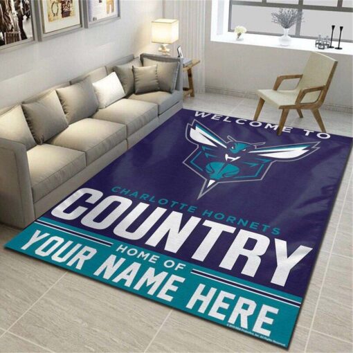 Charlotte Hornets Personalized Rug - Team Living Room Carpet - Custom Size And Printing
