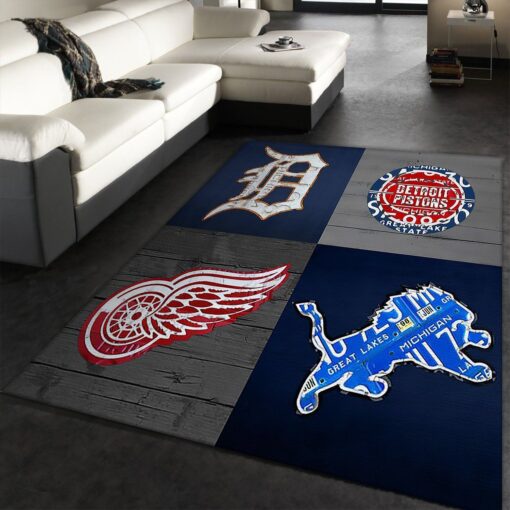 Detroit Tigers Area Rug - Detroit Pistons Area Rug Detroit Red Wings Area Rug - Custom Size And Printing