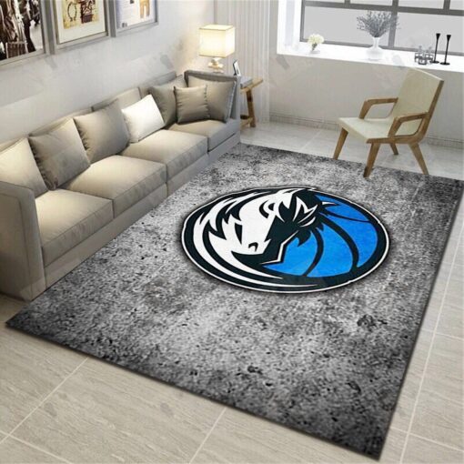 Dallas Mavericks Logo Area Rug - Basketball Team Living Room Bedroom Carpet - Custom Size And Printing