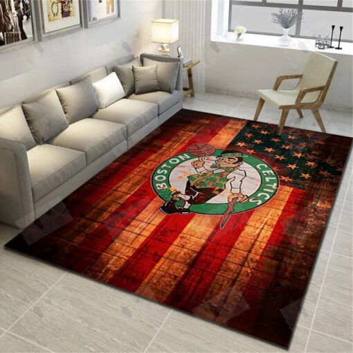 Boston Celtics Area Rug - Basketball Team Living Room Carpet, Sports Floor Decor - Custom Size And Printing
