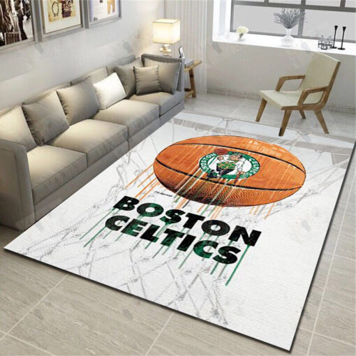 Boston Celtics Area Rugs, Basketball Team Living Room Carpet - Custom Size And Printing