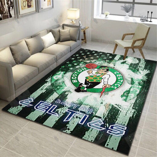 Boston Celtics Area Rug - Basketball Team Living Room Carpet, Sports Floor Decor - Custom Size And Printing