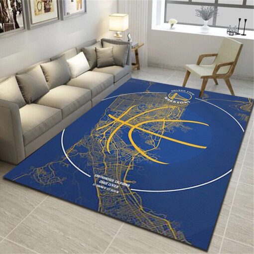 Golden State Warriors Area Rug - Basketball Team Living Room Bedroom Carpet - Custom Size And Printing