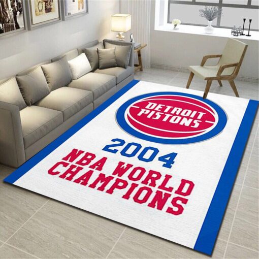 Detroit Pistons Rug - Basketball Team Living Room Carpet, Fan Cave Floor Mat - Custom Size And Printing