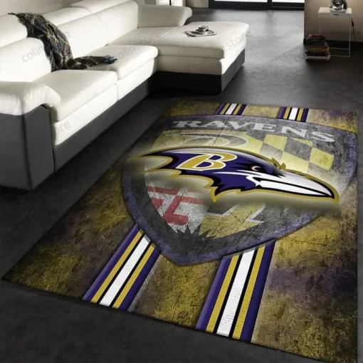 Baltimore Ravens NFL Area Rug Living Room And Bed Room Rug - Custom Size And Printing