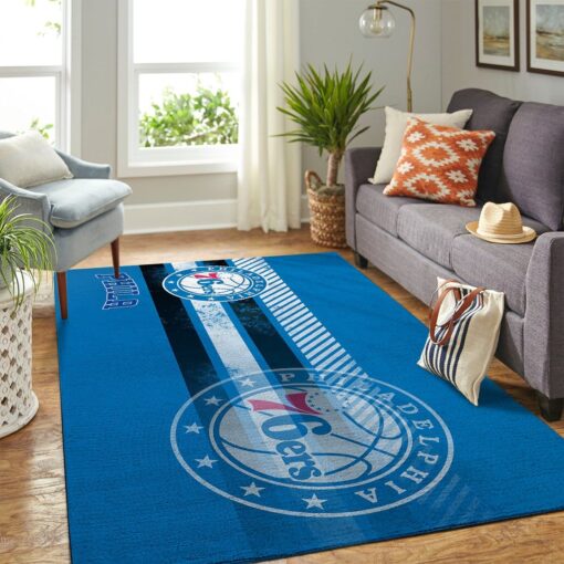 Philadelphia 76Ers Team Logo Nice Gift Nba Living Room Carpet Rug Home Decor - Custom Size And Printing