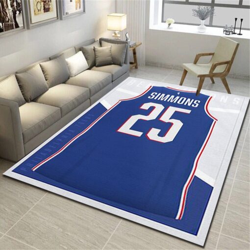 Philadelphia 76Ers Rug - Basketball Team Living Room Carpet, Man Cave Floor Mat - Custom Size And Printing