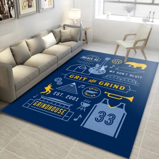 Memphis Grizzlies Grit Grind Area Rug Nba Rug Room Decor - Custom Size And Printing