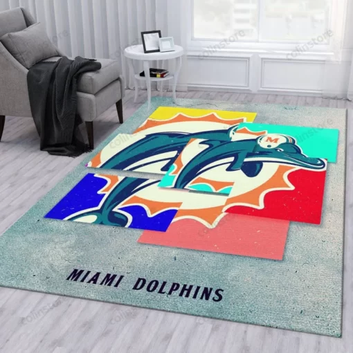 Miami Dolphins NFL Rug Bedroom Rug Family Gift Us Decor - Custom Size And Printing
