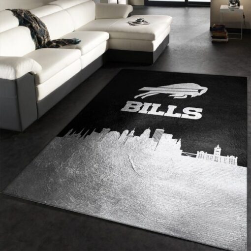 Buffalo Bills Skyline NFL Area Rug Carpet, Kitchen Rug Floor Decor Home Decor Custom Size And Printing