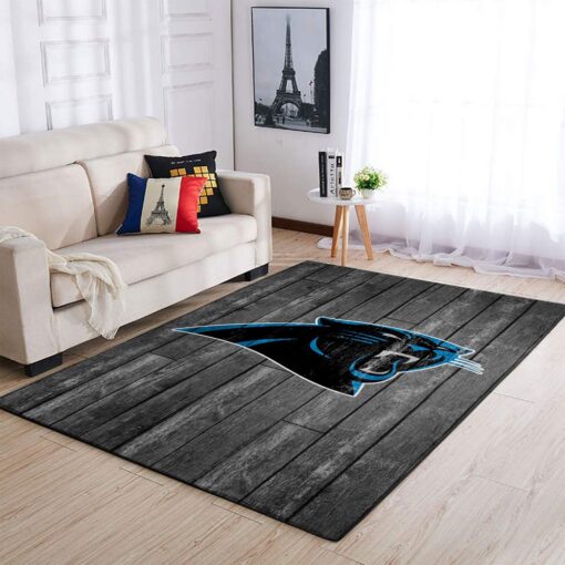 Panthers NFL Team Logo Grey Wooden Style Style Nice Gift Home Decor Rectangle Area Rug Custom Size And Printing