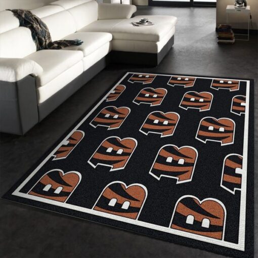 Cincinnati Bengals Repeat Rug Nfl Team Area Rug Carpet, Living Room Rug - Custom Size And Printing