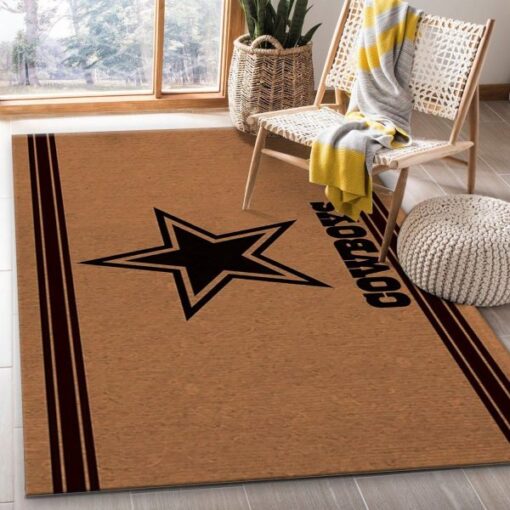 Dallas Cowboys Brown Logo Nfl Area Rug Carpet - Custom Size And Printing
