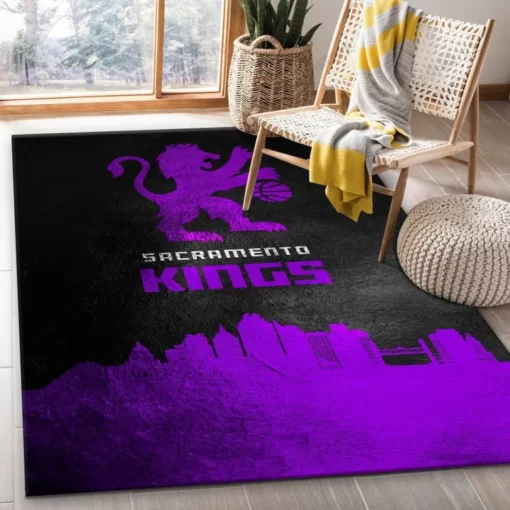 Sacramento Kings Skyline Nba Team Logo Area Rug - Bedroom, Home Us Decor - Custom Size And Printing