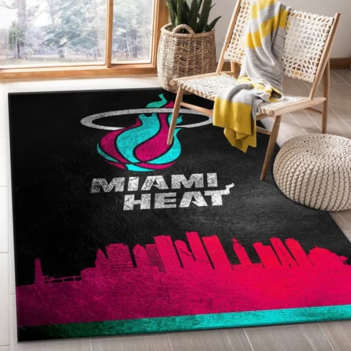 Miami Heat Vice Skyline Nba Area Rug Home Decor - Custom Size And Printing