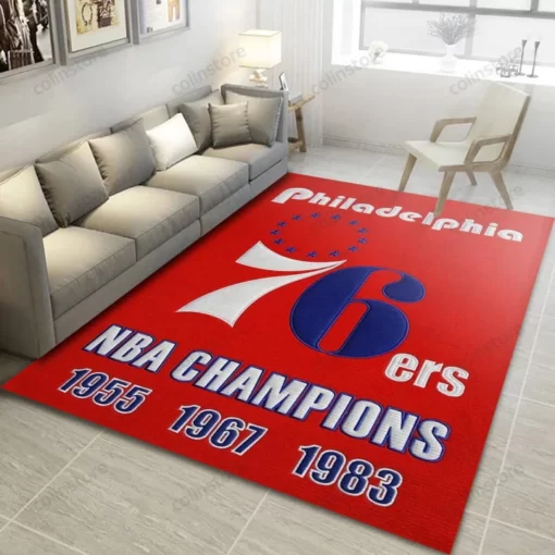 Philadephia 76Ers Champions Nba Living Room Carpet Area Rug Home Decor - Custom Size And Printing