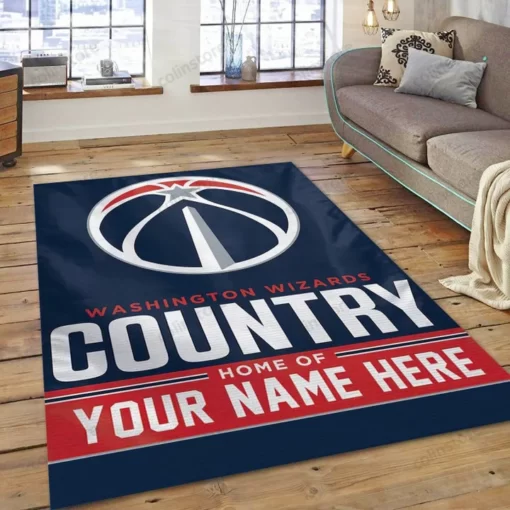 Customizable Washington Wizards Logo Living Room Area Rug Nba - Custom Size And Printing