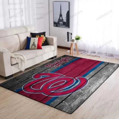 Washington Nationals Mlb Team Logo Area Rug - Custom Size And Printing