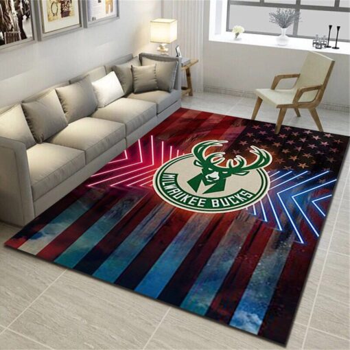 Milwaukee Bucks Area Rug - Basketball Team Living Room Carpet - Custom Size And Printing