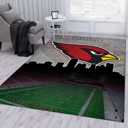 Arizona Cardinals And Stadium NFL Living Room Carpet Area Rug - Custom Size And Printing