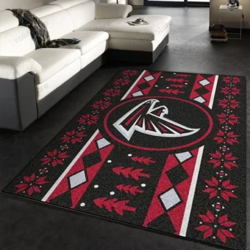 Atlanta Falcons NFL Christmas Living Room Carpet Area Rug - Custom Size And Printing
