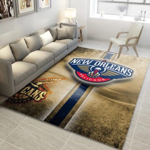 New Orleans Pelicans Team Logo Nba Living Room Carpet Rug - Custom Size And Printing