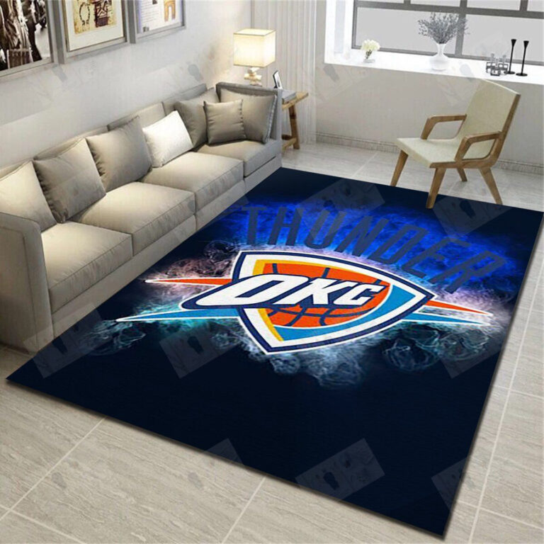 Oklahoma City Thunder Area Rugs, Basketball Team Living Room Carpet – Custom Size And Printing