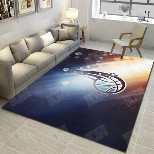 Orlando Magic Logo Area Rug - Basketball Team Living Room Bedroom Carpet, Sports Floor Mat - Custom Size And Printing