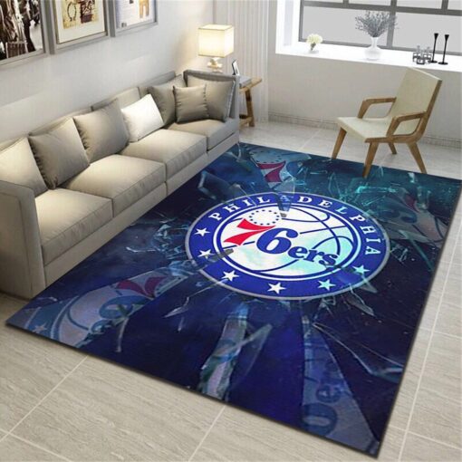Philadelphia 76Ers Rug - Basketball Team Living Room Bedroom Carpet, Man Cave Floor Mat - Custom Size And Printing