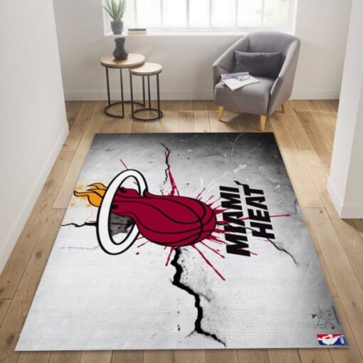 Miami Heat Logo Team Nba Living Room Carpet Rug - Custom Size And Printing